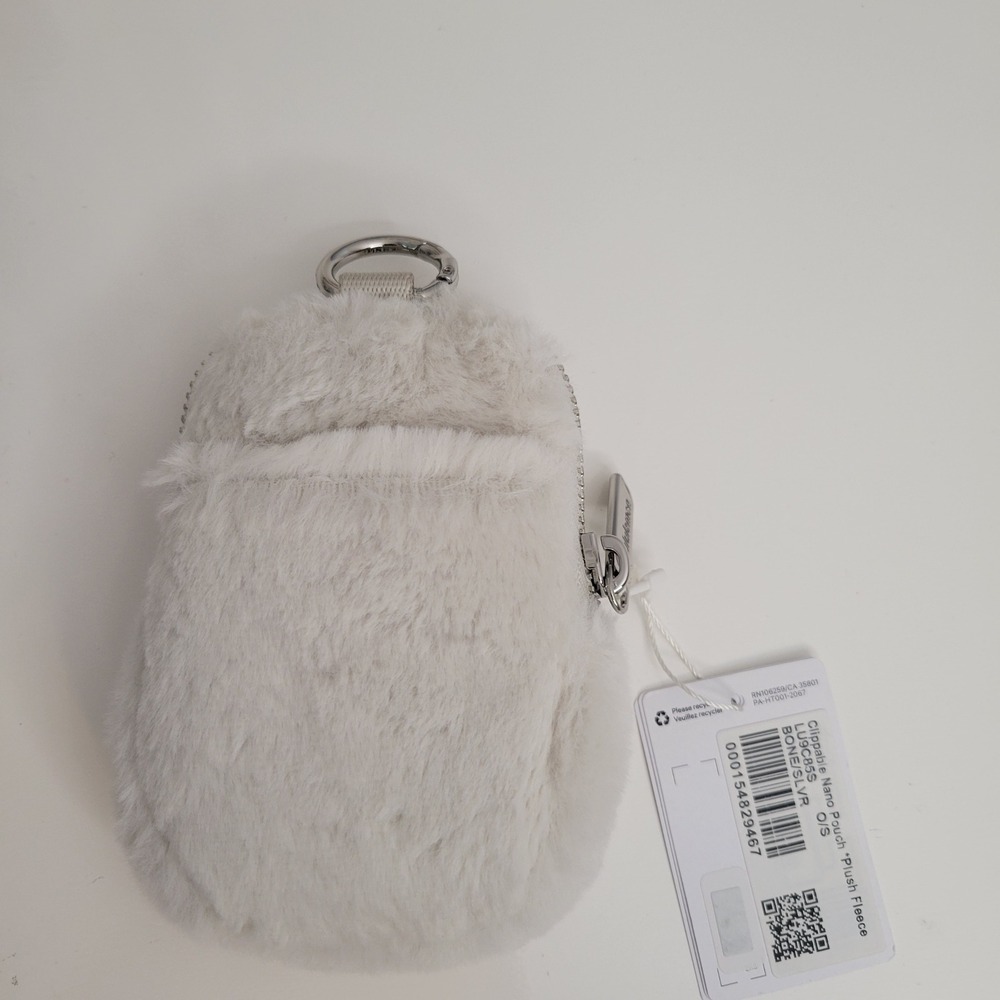 Lululemon Clippable Nano Pouch Plush Fleece Bone Silver LU9C85S O/S NewOrganize